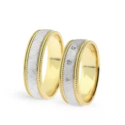   KARIKAGYŰRŰ PÁRBAN 14K ARANY 10,4 GR, GYÉMÁNT KŐVEL 0,036 CT