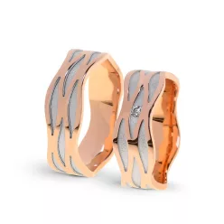   KARIKAGYŰRŰ PÁRBAN 14K ARANY 11,1 GR, GYÉMÁNT KŐVEL 0,028 CT