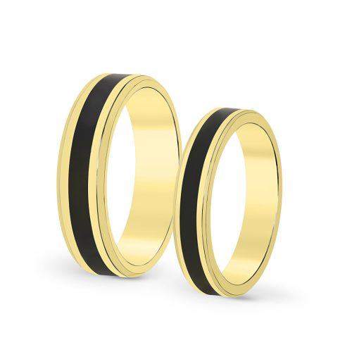 SPACEBLACK KARIKAGYŰRŰ PÁRBAN 14K ARANY COLORID BETÉTTEL 