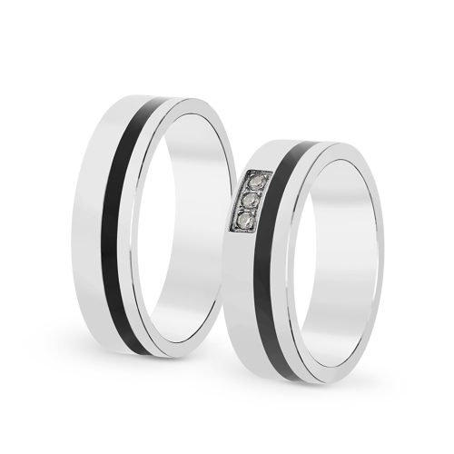 SPACEBLACK KARIKAGYŰRŰ PÁRBAN 14K ARANY COLORID BETÉTTEL GYÉMÁNTOKKAL