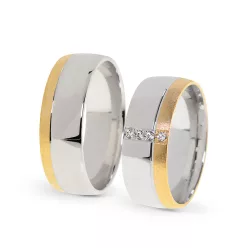   KARIKAGYŰRŰ PÁRBAN 14K ARANY 12,5 GR, GYÉMÁNT KŐVEL 0,048 CT