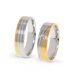 KARIKAGYŰRŰ PÁRBAN 14K ARANY 10,3 GR, GYÉMÁNT KŐVEL