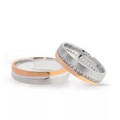   KARIKAGYŰRŰ PÁRBAN 14K ARANY 9,4 GR, GYÉMÁNT KŐVEL 0,056 CT