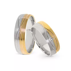   KARIKAGYŰRŰ PÁRBAN 14K ARANY 11 GR, GYÉMÁNT KŐVEL 0,02 CT