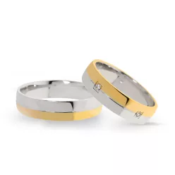   KARIKAGYŰRŰ PÁRBAN 14K ARANY 9,4 GR, GYÉMÁNT KŐVEL 0,075 CT