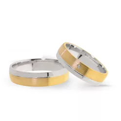   KARIKAGYŰRŰ PÁRBAN 14K ARANY 9,4 GR, GYÉMÁNT KŐVEL 0,012 CT