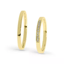   KARIKAGYŰRŰ PÁRBAN 14K ARANY 4,1 GR, GYÉMÁNT KŐVEL 0,072 CT