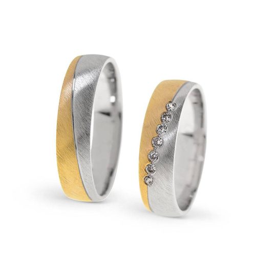 KARIKAGYŰRŰ PÁRBAN 14K ARANY 9,4 GR, GYÉMÁNT KŐVEL
