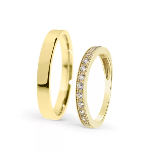 KARIKAGYŰRŰ PÁRBAN 14K ARANY 4,7 GR, CIRKÓNIA KŐVEL