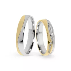 KARIKAGYŰRŰ PÁRBAN 14K ARANY 7,4 GR, GYÉMÁNT KŐVEL