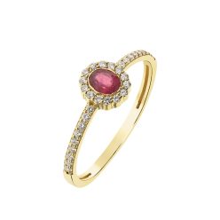   Capri Solid New Yorker  Rubin és Gyémánt 14kt  0.45 ct Eljegyzési gyűrű