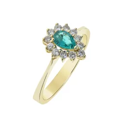   Capri Luxury Life  Smaragd és Gyémánt 14kt  0.28ct Eljegyzési gyűrű
