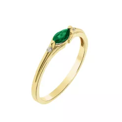  Capri Tristar Gyémánt és Smaragd 14kt  0.20ct Eljegyzési gyűrű