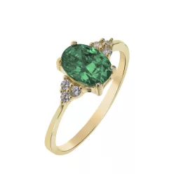   Capri Oslo Smaragd és gyémánt 14kt 0.89 ct Eljegyzési gyűrű