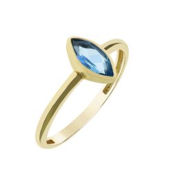   Capri Simple Navette  Swiss Blue topáz  14kt  0.62ct gyűrű
