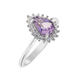   Capri Corallo Ametiszt 925 Ezüst  0.7 ct Eljegyzési gyűrű