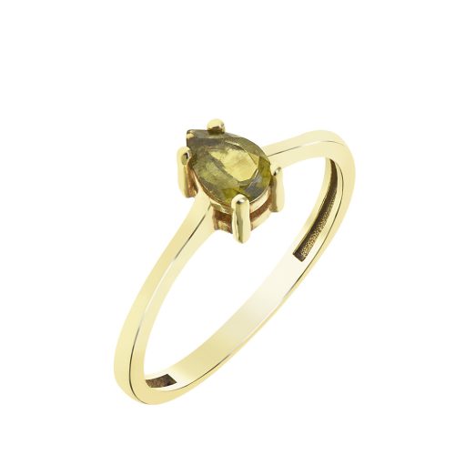 Capri Simple Elegance Króm Diopszid 14kt aranyozott 925 Ezüst 0.47ct Eljegyzési gyűrű