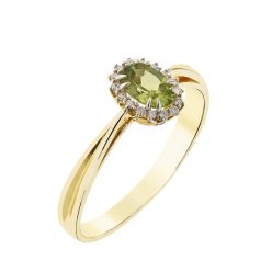   Capri Fruit of Amalfi Gyémánt és Olivin 14kt  0.08 ct és 0.51 ct Eljegyzési gyűrű
