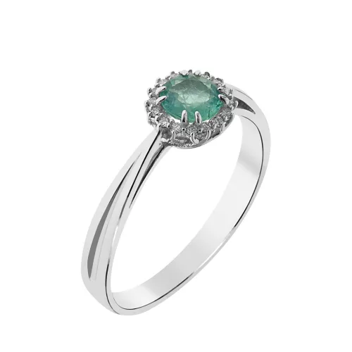 Capri Wonder of the Bermudas Smaragd és Gyémánt 14kt  0.42ct gyűrű