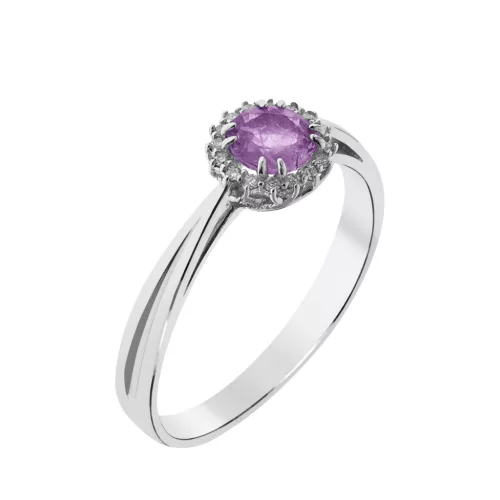 Capri Wonder of the Bermudas Ametiszt és Gyémánt 14kt  0.48ct Eljegyzési gyűrű