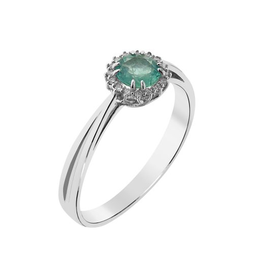 Capri Wonder of the Bermudas Smaragd és Gyémánt 14kt  0.42ct Eljegyzési gyűrű