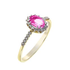 Capri Grotta Pink Topáz és Gyémánt 14kt  0.54ct gyűrű