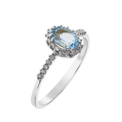   Capri Grotta Azurro Topáz és Gyémánt 14kt  0.54ct gyűrű
