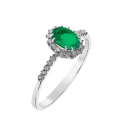   Capri Grotta Verde Smaragd és Gyémánt 14kt  0.36ct gyűrű