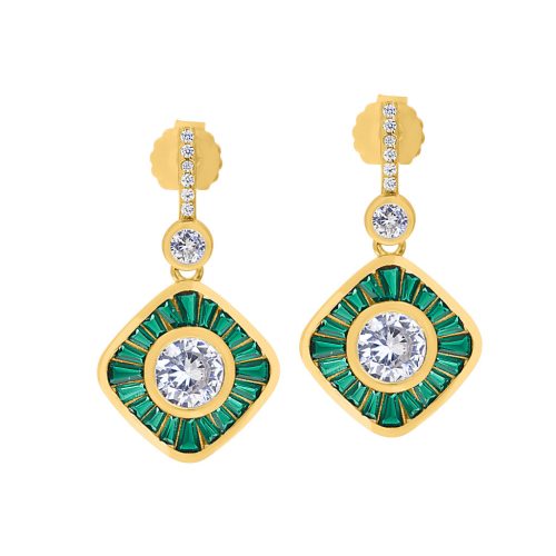 Capri Grotta Verde Topáz 14kt Aranyozott 925 Ezüst 1.92ct Fülbevaló