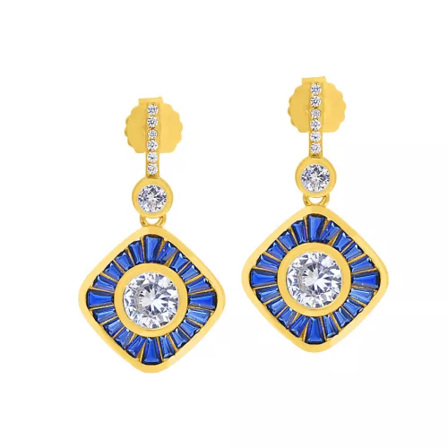 Capri Grotta Azzurra Topáz 14kt Aranyozott 925 Ezüst 1.92ct Fülbevaló
