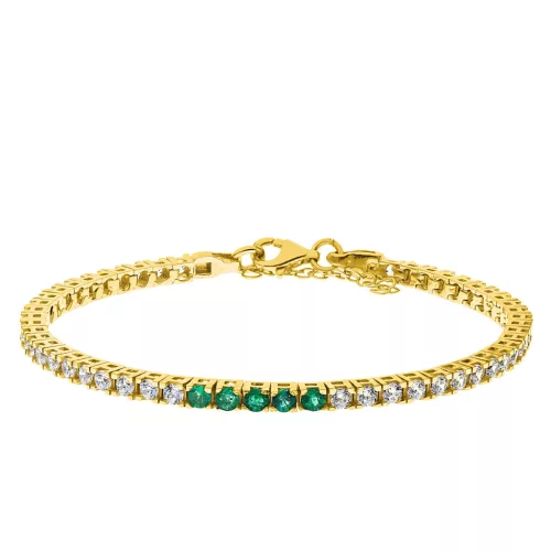 Capri Wonder of Delhi Smaragd 14K aranyozott 925 Ezüst  0.42ct Tennis Karkötő