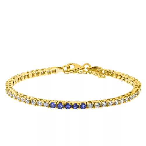 Capri Wonder of Delhi Zafír 14K aranyozott 925 Ezüst  0.61ct Tennis Karkötő
