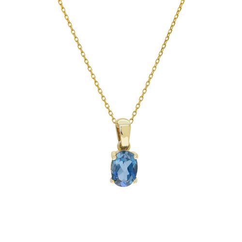 Capri Simple Oval London Blue Topáz 14kt  0.53 ct nyaklánc és medál